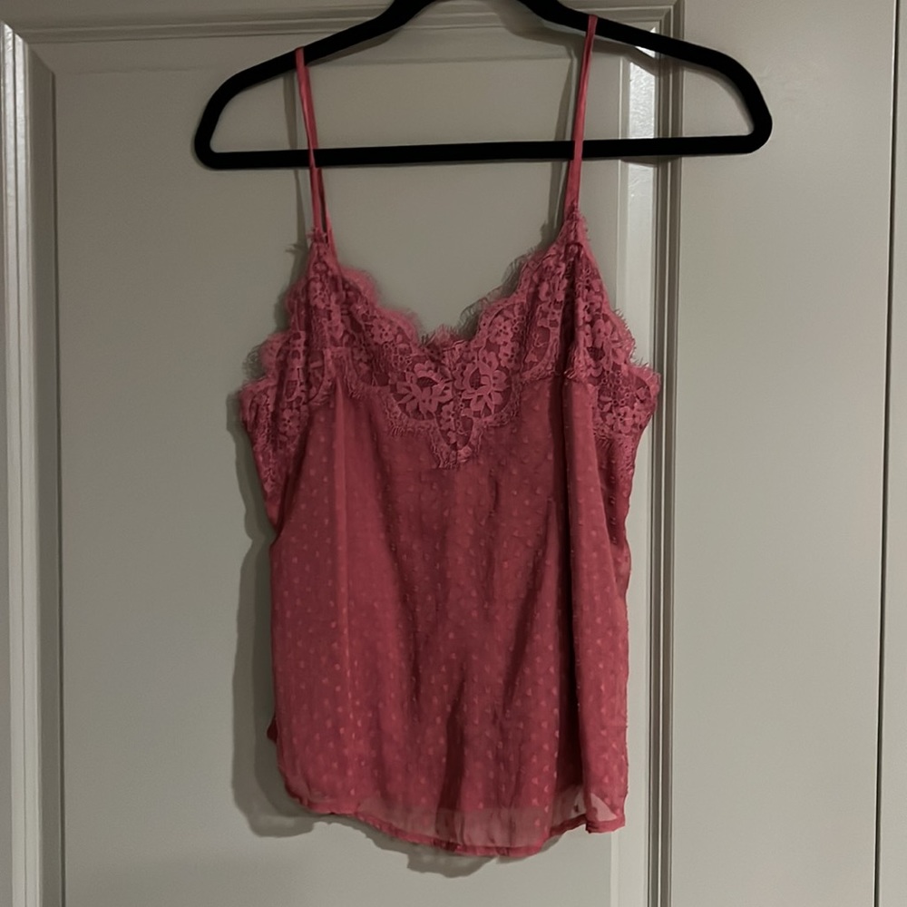 Abercrombie and Fitch lace clip dot pink cami top size small LIKE NEW